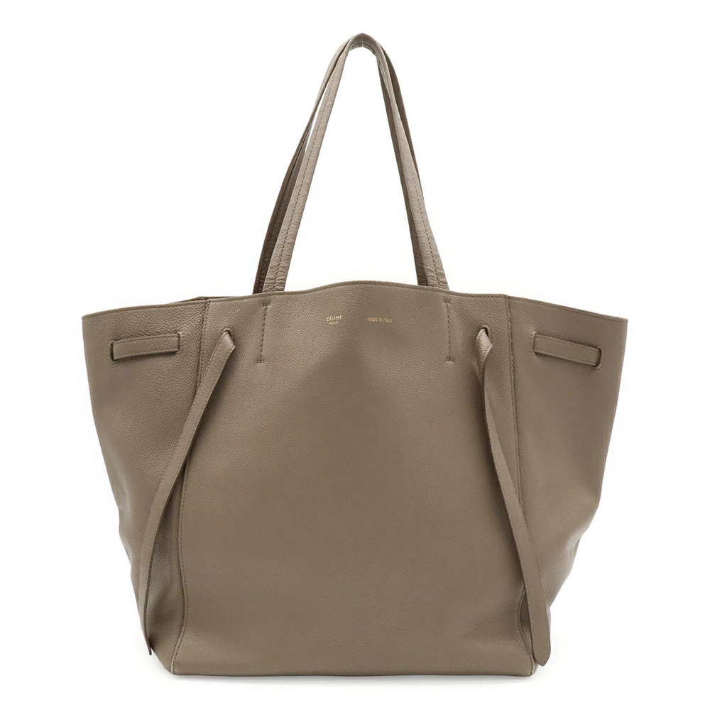 Celine Cabas Phantom Belt Tote Bag Shoulder Hobo Leather Greige Gray